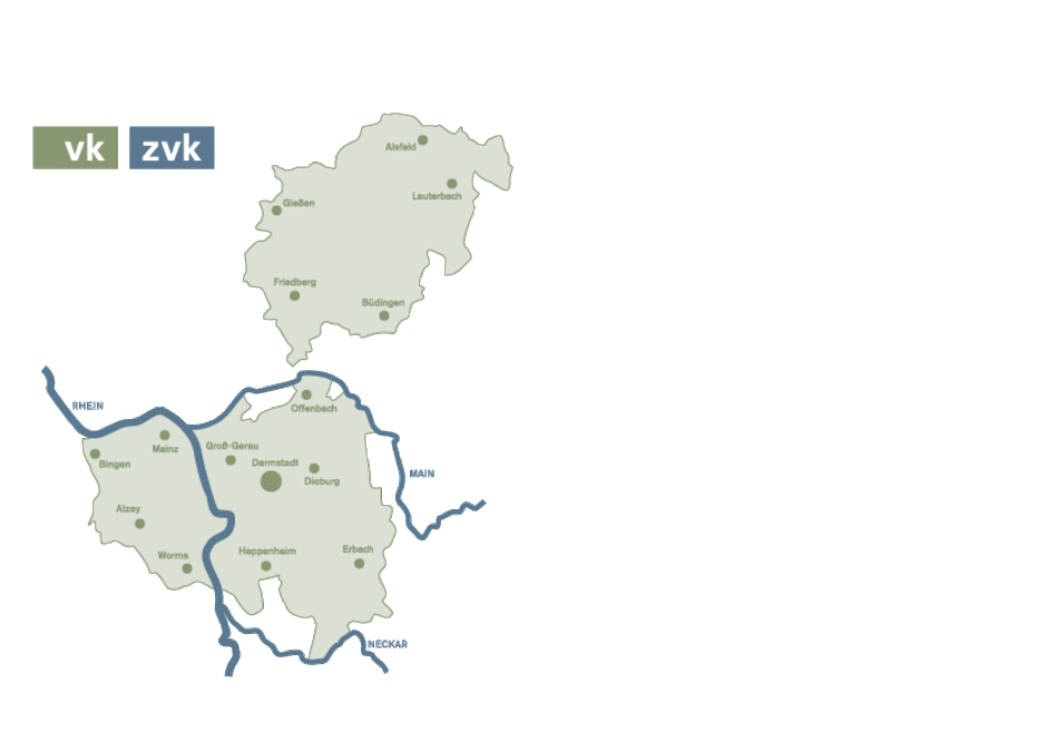 Grafik: Geschäftsgebiet der Versorgungs-und Zusatzversorgungskasse Darmstadt Grafik Geschäftsgebiet der Versorgungs-und Zusatzversorgungskasse Darmstadt